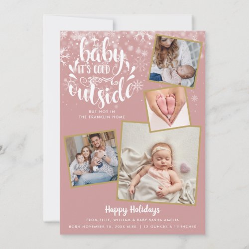 Baby Its Cold Outside Photo Girl Holiday Birth Announcement