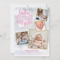 Baby It's Cold Outside Photo Girl Winter Birth Announcement