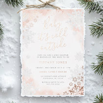 Baby it's cold outside Pink Baby shower  Foil Invitation