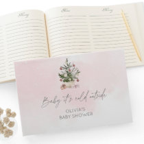 Baby its cold outside pink baby shower guest book