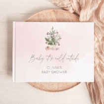 Baby its cold outside pink baby shower guest book
