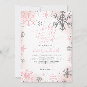 Baby Its Cold Outside Pink Baby Shower Invitation