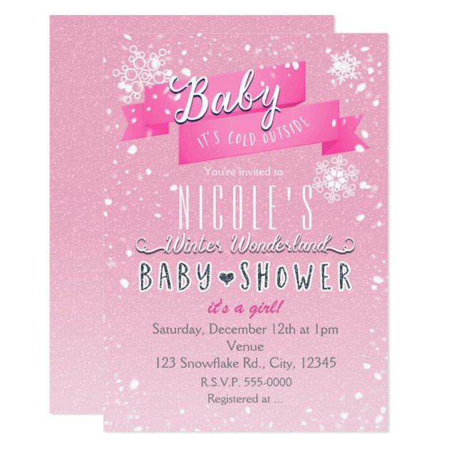 BABY IT'S COLD OUTSIDE Pink Baby Shower Invitation