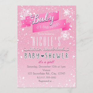 BABY IT'S COLD OUTSIDE Pink Baby Shower Invitation