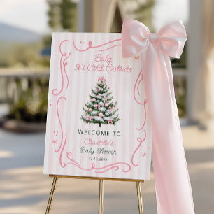 Baby It's Cold Outside Pink Baby Shower Welcome Foam Board