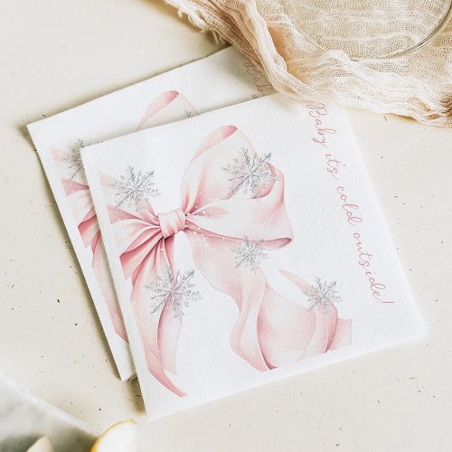 Baby It's Cold Outside Pink Bow Baby Shower