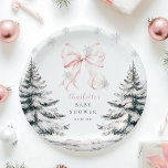 Baby It's Cold Outside Pink Bow Baby Shower Paper Plates<br><div class="desc">Baby It's Cold Outside Pink Bow Baby Shower Paper Plates</div>