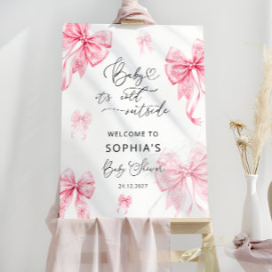 Baby Its Cold Outside Pink Bow Baby Shower Welcome Foam Board