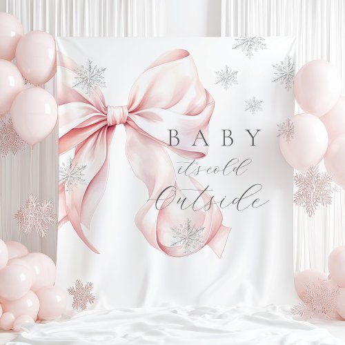 Baby It's Cold Outside Pink Bow Backdrop