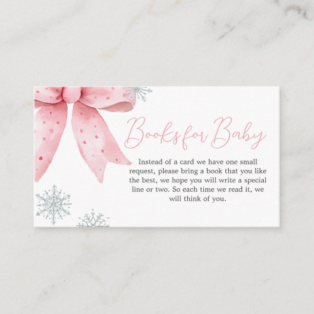 Baby Its Cold Outside Pink Bow Books for Baby Enclosure Card (Front)