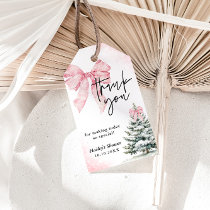 Baby Its Cold Outside Pink Bow Winter Baby Shower Gift Tags