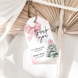 Baby Its Cold Outside Pink Bow Winter Baby Shower Gift Tags