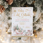 Baby It's Cold Outside Pink Christmas Baby Shower Invitation<br><div class="desc">Celebrate the joy of the season and the joy of a baby on the way with our beautifully crafted baby shower invitation! A dreamy, soft pink Christmas sleigh gently cradles a sage green Christmas tree and an array of charming presents. Every detail is meticulously illustrated, creating a magical scene that's...</div>