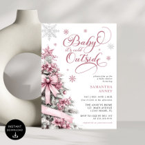 Baby it's Cold Outside Pink Christmas Baby Shower Invitation