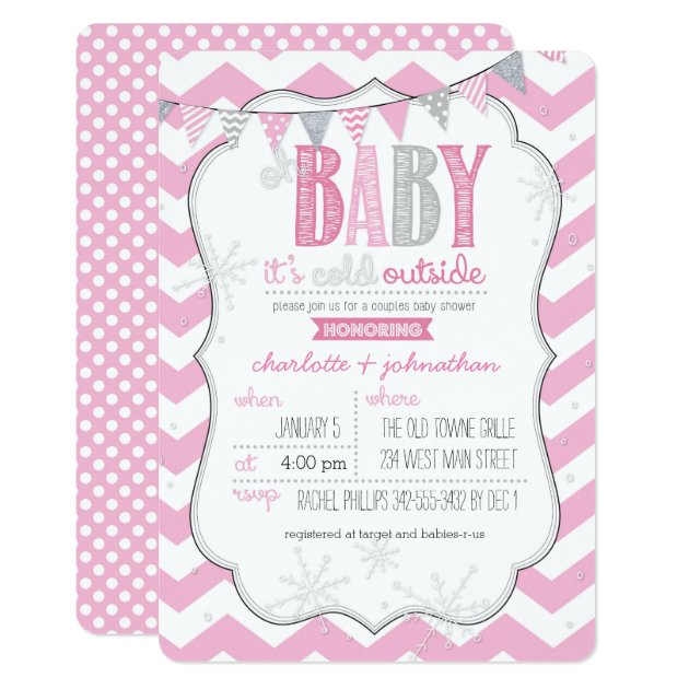 Baby It's Cold Outside Pink Couples Shower Invite