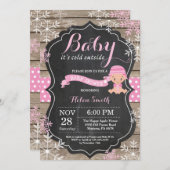 Baby its Cold Outside Pink Girl Baby Shower Invitation (Front/Back)