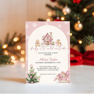 Baby It's Cold Outside Pink Girl Baby Shower Invitation