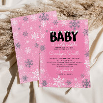 Baby It's Cold Outside Pink Girl Baby Shower Invitation