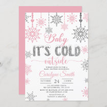 Baby Its Cold Outside Pink Girl Baby Shower Invitation