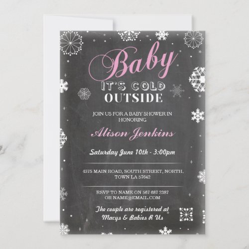 Baby Its Cold Outside Pink Girl Baby Shower Invite