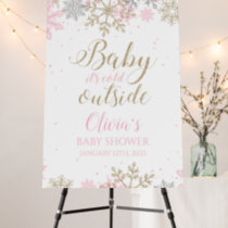 Baby It's Cold Outside Pink Gold Baby Shower Foam Board