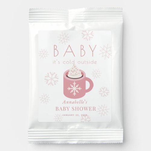 Baby Its Cold Outside Pink Mug Snowflakes Hot Chocolate Drink Mix
