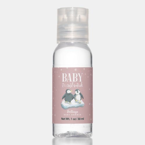 Baby Its Cold Outside Pink Penguin Shower Hand Sanitizer