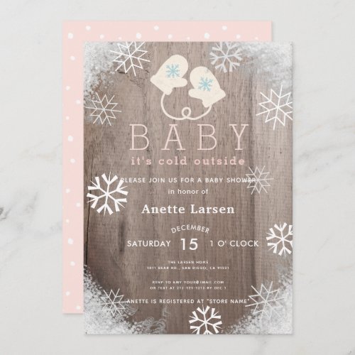 Baby Its Cold Outside Pink Shower Invitation