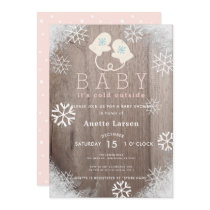 Baby Its Cold Outside Pink Shower Invitation