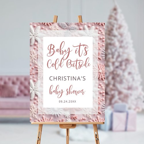 Baby Its Cold Outside Pink Silver Baby Shower Foam Board