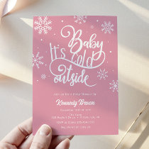 Baby it's Cold Outside Pink Snowflake Baby Shower Invitation