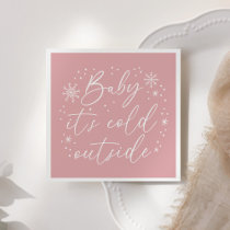 Baby It's Cold Outside Pink Snowflake Baby Shower Napkins