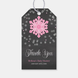 Baby It's Cold Outside Pink Snowflakes Baby Shower Gift Tags
