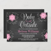 Baby It's Cold Outside Pink Snowflakes Baby Shower Invitation (Front/Back)