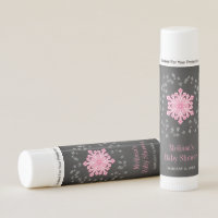 Baby It's Cold Outside Pink Snowflakes Baby Shower Lip Balm