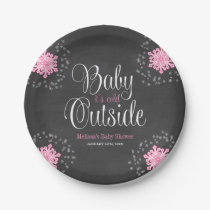 Baby It's Cold Outside Pink Snowflakes Baby Shower Paper Plates