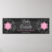 Baby It's Cold Outside Pink Snowflakes Baby Shower Poster