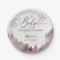 Baby It's Cold Outside Pink Snowflakes Shower