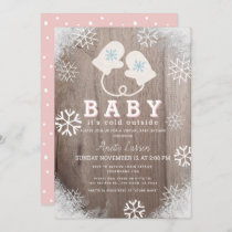 Baby Its Cold Outside Pink Virtual Baby Shower Invitation
