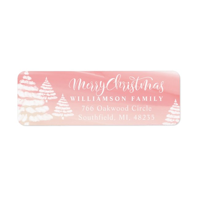 Baby It's Cold Outside Pink Winter Christmas Scene Label (Front)