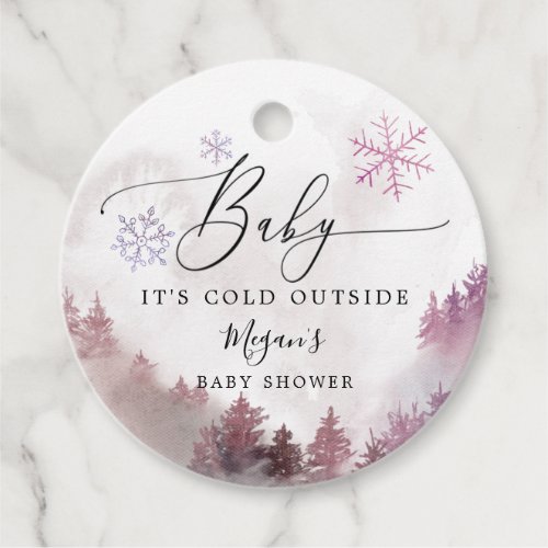 Baby Its Cold Outside Pink Winter Shower  Favor Tags