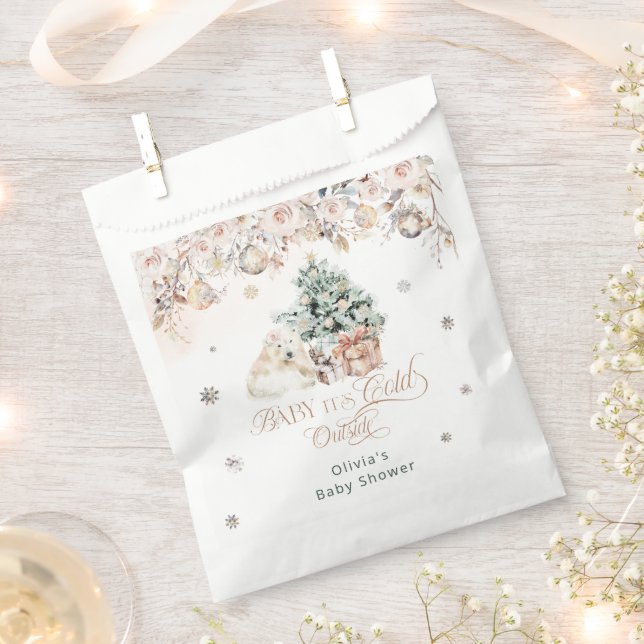 Baby it's Cold Outside Polar Bear Baby Shower Favor Bag (Clipped)