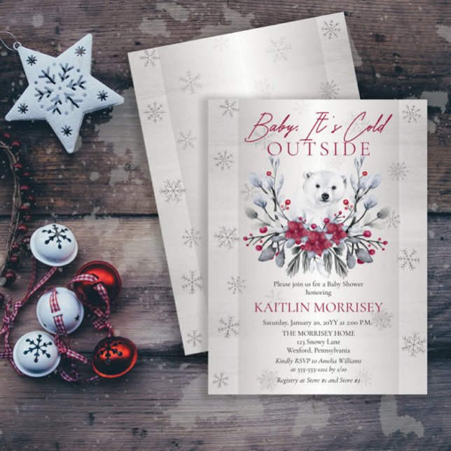 Baby It's Cold Outside Polar Bear Baby Shower Invi Invitation (Creator Uploaded)