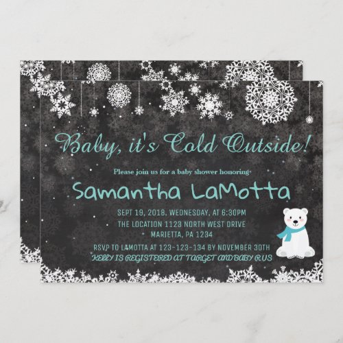 Baby Its Cold Outside polar bear Baby Shower Invitation