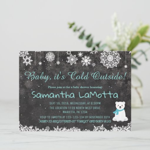 Baby Its Cold Outside polar bear Baby Shower Invitation | Zazzle