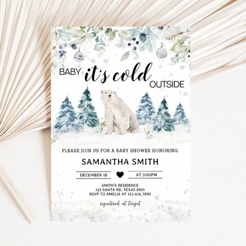 Baby Its Cold Outside Polar Bear Baby Shower Invitation