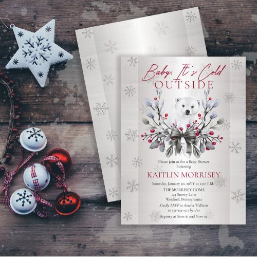 Baby Its Cold Outside Polar Bear Baby Shower Invitation
