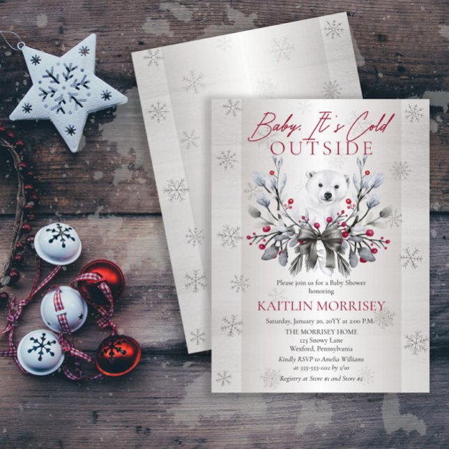 Baby It's Cold Outside Polar Bear Baby Shower Invitation (Creator Uploaded)