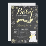 Baby Its Cold Outside Polar Bear Baby Shower Invitation<br><div class="desc">Baby Its Cold Outside Polar Bear Winter Baby Shower Invitation. Boy or Girl Baby Shower Invitation. Winter Holiday Baby Shower Invite. Yellow and White Snowflakes. Snowman and Chalkboard Background. For further customization,  please click the "Customize it" button and use our design tool to modify this template.</div>