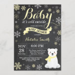 Baby Its Cold Outside Polar Bear Baby Shower Invitation<br><div class="desc">Baby Its Cold Outside Polar Bear Winter Baby Shower Invitation. Boy or Girl Baby Shower Invitation. Winter Holiday Baby Shower Invite. Yellow and White Snowflakes. Snowman and Chalkboard Background. For further customization,  please click the "Customize it" button and use our design tool to modify this template.</div>